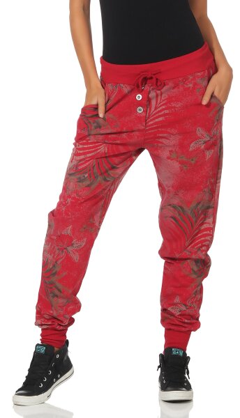 Sweathose mit Jungle Print Jogginghose 83728 (rot)