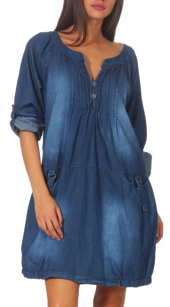 Jeanskleid mit Taschen 6255 (blau)