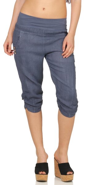 Leinen Hose Unifarben Stoffhose 7988 (jeansblau, M)