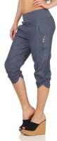 Leinen Hose Unifarben Stoffhose 7988 (jeansblau, M)