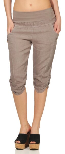 Leinen Hose Unifarben Stoffhose 7988 (fango, S)