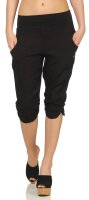 Leinen Hose Unifarben Stoffhose 7988 (schwarz, L)