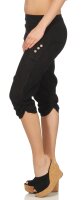Leinen Hose Unifarben Stoffhose 7988 (schwarz, L)