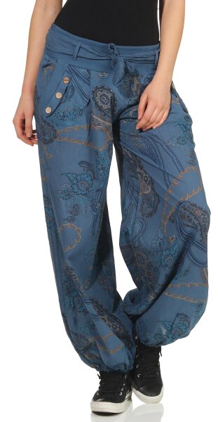 Pumphose mit Print und Gürtel 3485 (jeansblau)