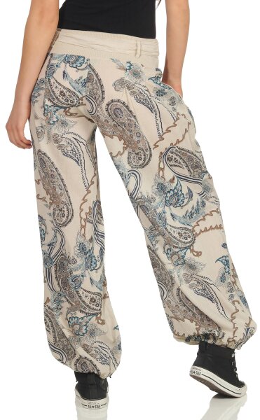 Pumphose mit Print und Gürtel 3485 (beige)