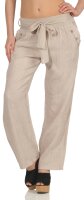 feine Leinen Hose mit Gürtel 8174 (beige, L)
