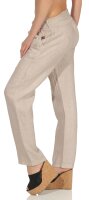 feine Leinen Hose mit Gürtel 8174 (beige, L)