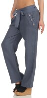 feine Leinen Hose mit Gürtel 8174 (jeansblau, M)