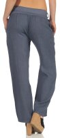 feine Leinen Hose mit Gürtel 8174 (jeansblau, M)