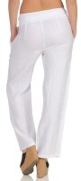 feine Leinen Hose mit Gürtel 8174 (weiß, S)