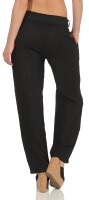 feine Leinen Hose mit Gürtel 8174 (schwarz, M)