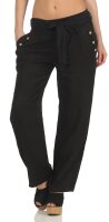 feine Leinen Hose mit Gürtel 8174 (schwarz, L)
