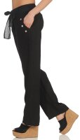 feine Leinen Hose mit Gürtel 8174 (schwarz, L)