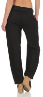 feine Leinen Hose mit Gürtel 8174 (schwarz, L)