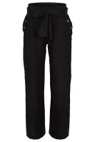 feine Leinen Hose mit Gürtel 8174 (schwarz, L)