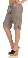 kurze Leinen Hose mit Gürtel Unifarben 8186 (fango, M)