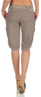 kurze Leinen Hose mit Gürtel Unifarben 8186 (fango, M)