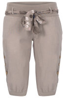 kurze Leinen Hose mit Gürtel Unifarben 8186 (fango, M)