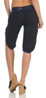 kurze Leinen Hose mit Gürtel Unifarben 8186 (dunkelblau, S)