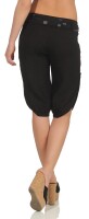 kurze Leinen Hose mit Gürtel Unifarben 8186 (schwarz, M)