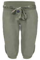 kurze Leinen Hose mit Gürtel Unifarben 8186 (oliv, M)