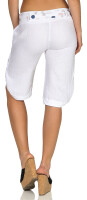 kurze Leinen Hose mit Gürtel Unifarben 8186 (weiß, M)