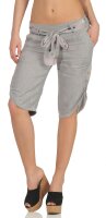 kurze Leinen Hose mit Gürtel Unifarben 8186...
