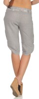 kurze Leinen Hose mit Gürtel Unifarben 8186 (hellgrau, M)