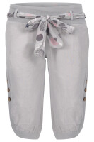 kurze Leinen Hose mit Gürtel Unifarben 8186 (hellgrau, M)
