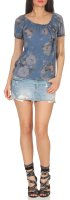 Blusenshirt mit Blumen Print 3443 (jeansblau)