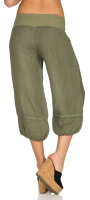 Capri Hose aus Leinen in Unifarben 1575 (oliv, L)