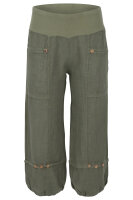 Capri Hose aus Leinen in Unifarben 1575 (oliv, L)