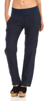 Hose aus Leinen Uni Farben 7792 (dunkelblau, M)