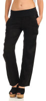 Hose aus Leinen Uni Farben 7792 (schwarz, M)