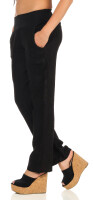 Hose aus Leinen Uni Farben 7792 (schwarz, XXL)