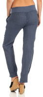 Hose aus Leinen Uni Farben 7792 (jeansblau, S)