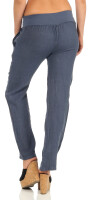 Hose aus Leinen Uni Farben 7792 (jeansblau, M)