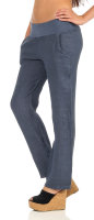 Hose aus Leinen Uni Farben 7792 (jeansblau, L)