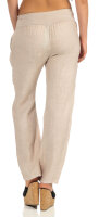 Hose aus Leinen Uni Farben 7792 (beige, L)