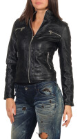 Kunstleder Jacke mit Stehkragen 5193 (schwarz, S)