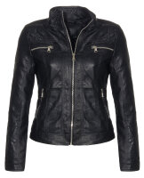 Kunstleder Jacke mit Stehkragen 5193 (schwarz, S)