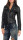 Kunstleder Jacke mit Stehkragen 5193 (schwarz, S)