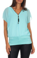kurzarm Bluse im Fledermaus Look 6298 (türkis)