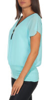 kurzarm Bluse im Fledermaus Look 6298 (türkis)
