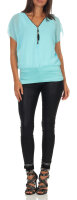 kurzarm Bluse im Fledermaus Look 6298 (türkis)