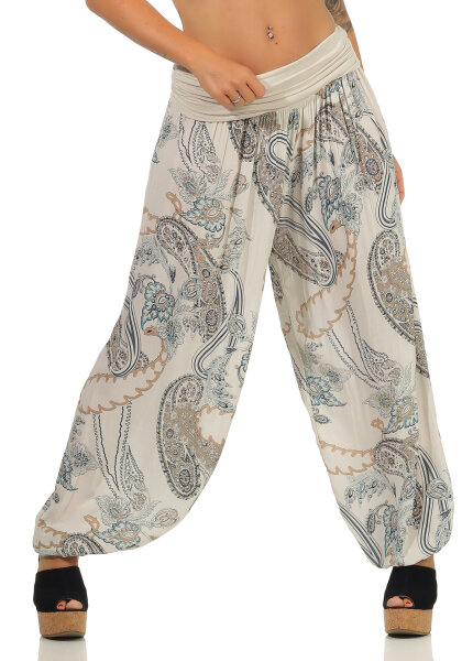Aladinhose mit Print Pluderhose 7185 (beige)