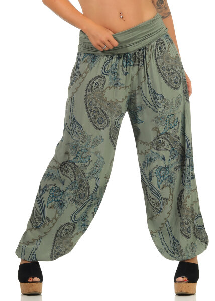 Aladinhose mit Print Pluderhose 7185 (oliv)