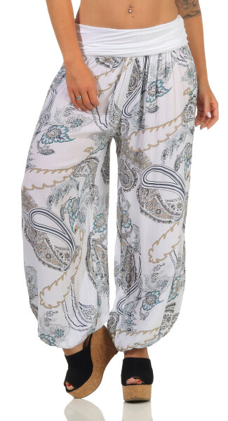 Aladinhose mit Print Pluderhose 7185 (weiß)