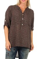 Bluse mit Blumen Print Shirt 6709 dunkelbraun