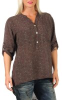 Bluse mit Blumen Print Shirt 6709 dunkelbraun